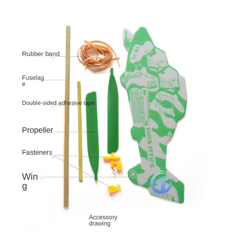 Научная технология деревянный маленький тигр вертолет Резиновая лента модель