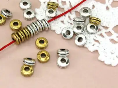 

50Pcs/lot Tibetan Silver Metal Double layer beads Beads Spacer Beads for Jewelry Making DIY Charm Bracelet 6mm