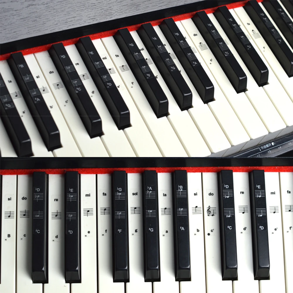 

54/61/88 Key Transparent Piano Stickers Keyboard PVC Sticker Piano Stave Electronic Keyboard Note Sticker Symbol Accessories