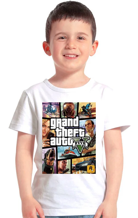 Летняя одежда DLF 2020 футболка Gta 5 детская популярная рубашка с игрой для стрельбы