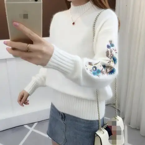 Высокое качество женский 2019 свитер с высоким воротом Женский Топ длинный рукав