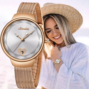 SUNKTA брендовые роскошные часы женские модные платья Кварцевые женские наручные часы из нержавеющей стали водонепроницаемые часы Relogio Feminino + коробка