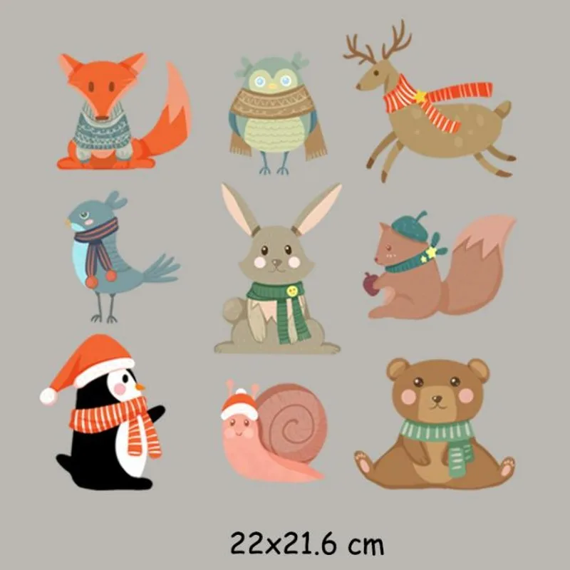 

22x21.6cm Colorful Cute Animals Iron On Patches For DIY Heat Transfer Clothes T-Shirt Thermal Stickers Decoration Printing