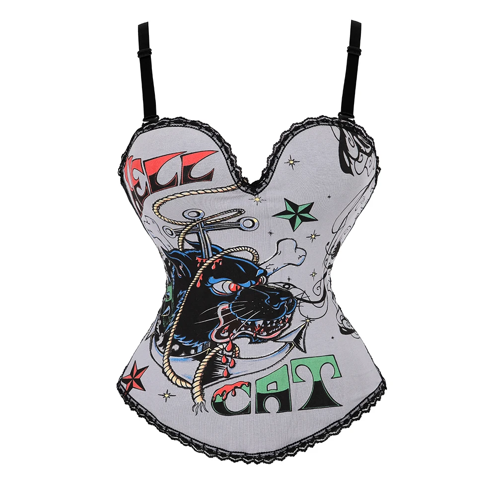 Сексуальный корсет в готическом стиле утягивающий бюстье топ на бретельках