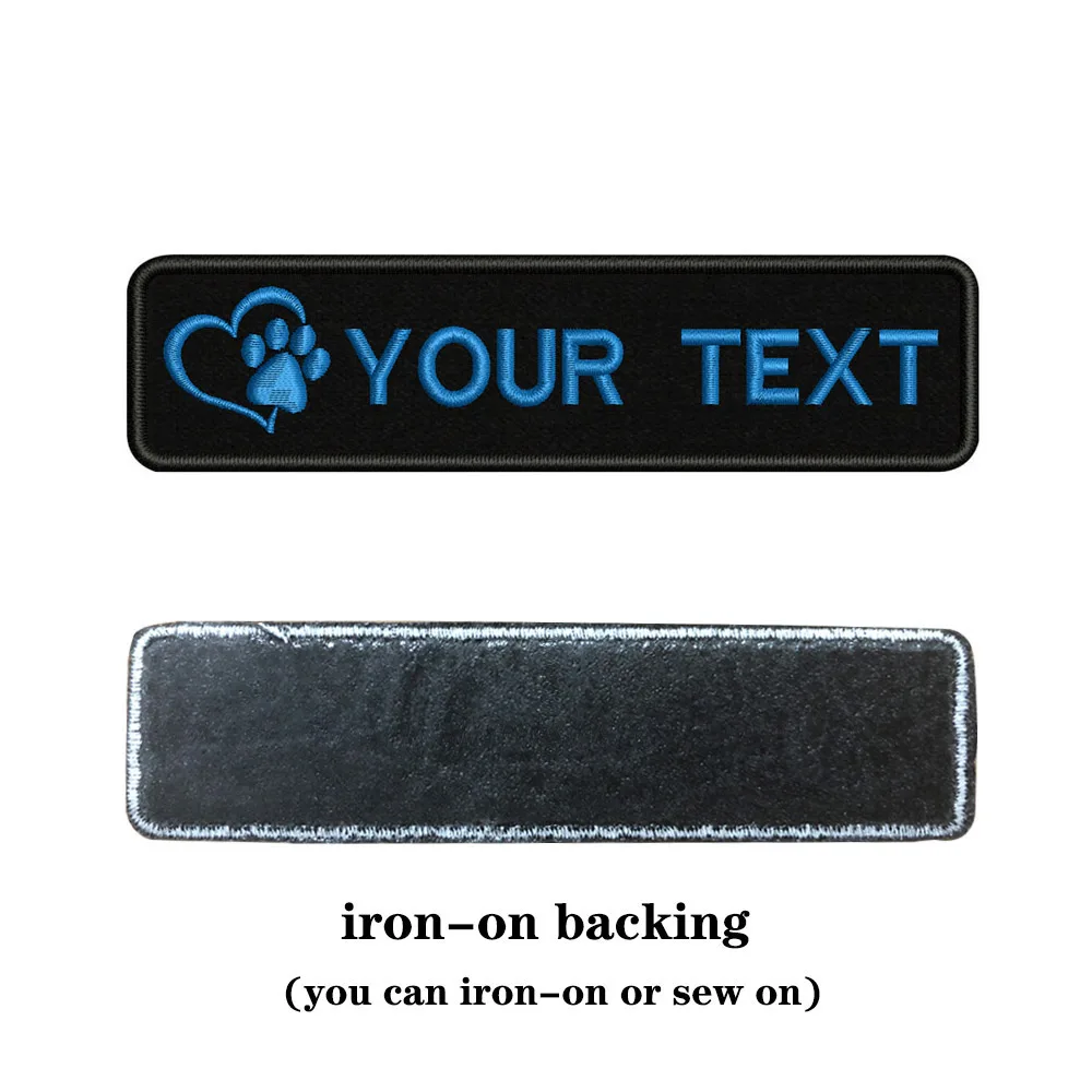 blue-iron on Вышивка на заказ собака отпечаток имя заплатка с текстом 10 см* 2,5 см значок Утюг на или липучке Подложка для одежды брюки рюкзак шляпа - Цвет: blue-iron on