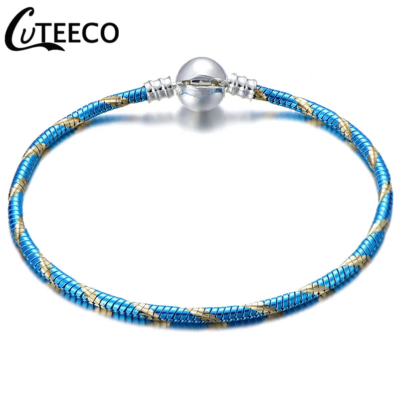 AJ3138 CUTEECO, высокое качество, серебряный, розовый, золотой цвет, очаровательный браслет, европейская модная цепочка-змейка, браслет в виде сердца для женщин, ювелирное изделие - Окраска металла: AJ3138