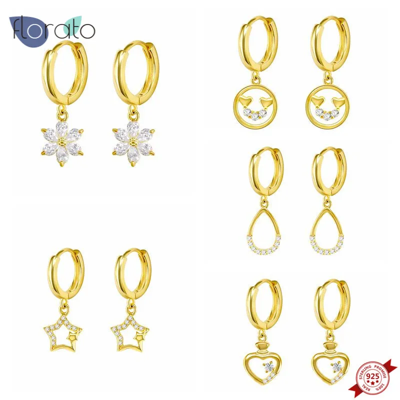 

Flowers\Stars\Smiles\Cone\Love Pendant Earrings 925 Sterling Silver Charming Women Retro Hoop Earrings Custom Boutique Jewelry