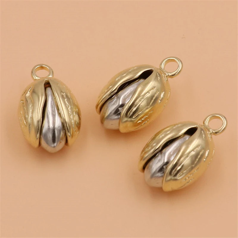 

1x Brass/ Cupronickel Pistachio Shape Pendants Unique Key Pendants Leather Decor Accessories Solid Core