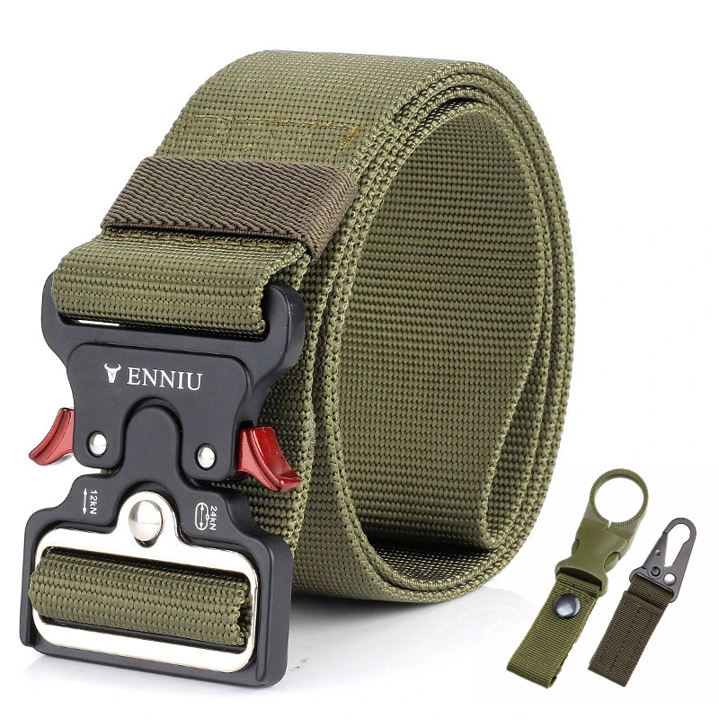 A belt and 2 hook 5,0 см Широкий нейлоновый тактический ремень мужской военный ремень с пряжкой для улицы высокое качество армейский тренировочный Многофункциональный черный ремень - Цвет: A belt and 2 hook