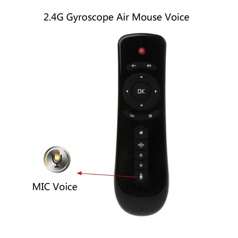 2.4GHz Fly Air Mouse T2 Remote Control Wireless With Mic Voice Search 3D Gyro Motion Stick for Android Smart TV Box PC images - 6