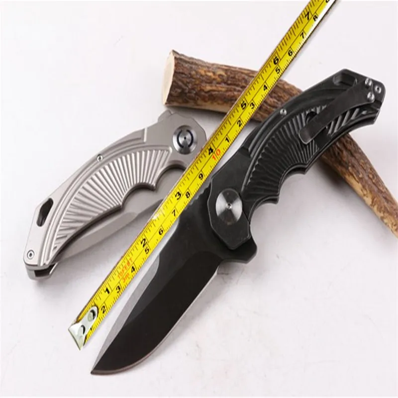 Складной нож Half Sky (два цвета) D2 посеребренное лезвие серый титан + L черный