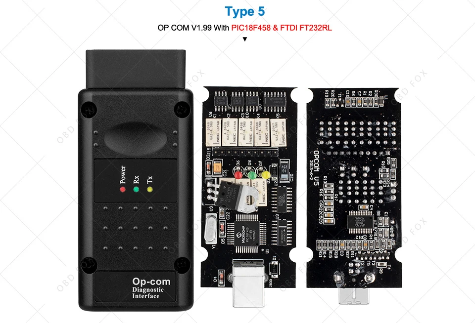 Op com V1.65 V1.78 V1.99 с PIC18F458 FTDI op-com OBD2 автоматический диагностический инструмент для Opel OPCOM шина сети локальных контроллеров V1.7 может быть обновление вспышки
