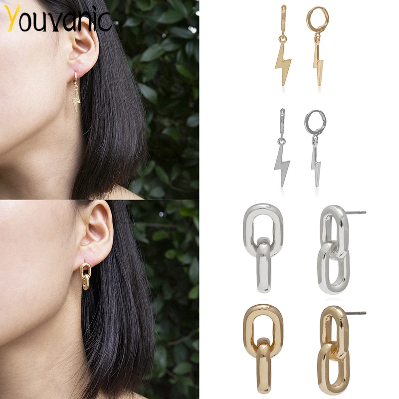 Женские маленькие серьги-подвески Youvanic в стиле панк с толстой цепочкой молнией