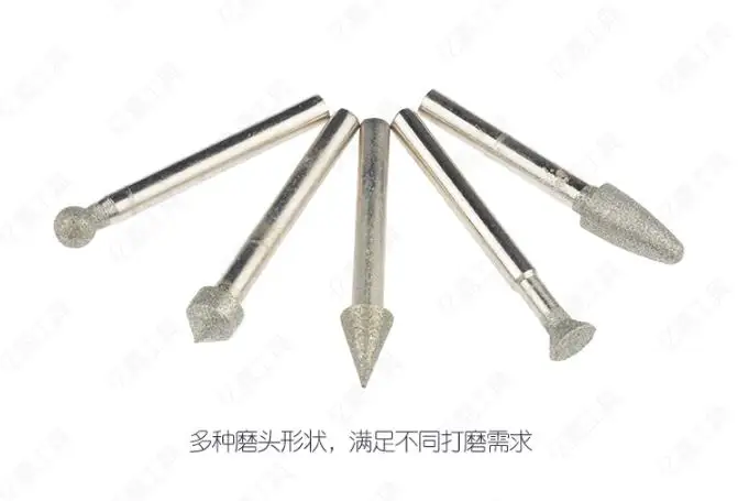 

20pcs 6mm diameter handle electric grinder Diamond grinding head jade sanding Peeling polishing and carving NO.C0349