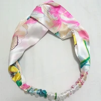 floral print 100 real silk headband for women elastic hair band fashion headwrap girl bandage bandana hair accessories