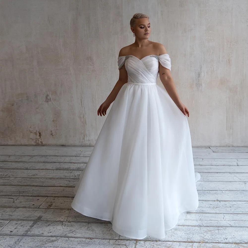 

Plus Size Orange Wedding Dress Floor Length Off Shoulder A Line Sweetheart Neck Civil Bridal Gown Button Back Свадебное платье