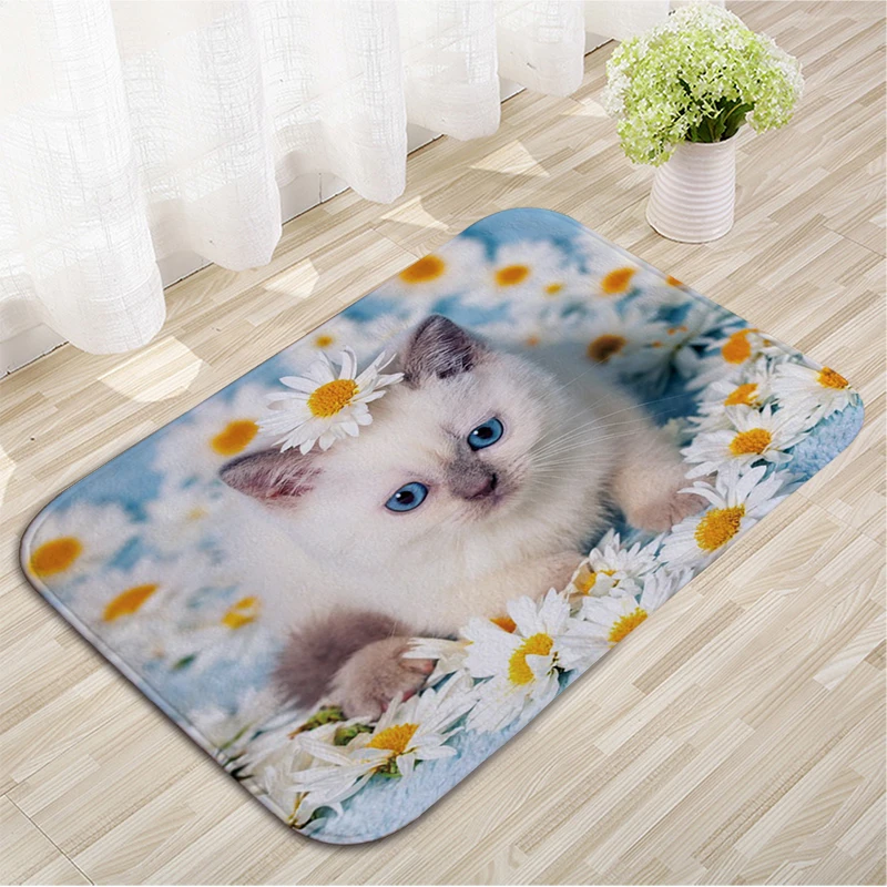 Принтом в виде кошачьей мордочки Cat дверной коврик нескользящий для пола