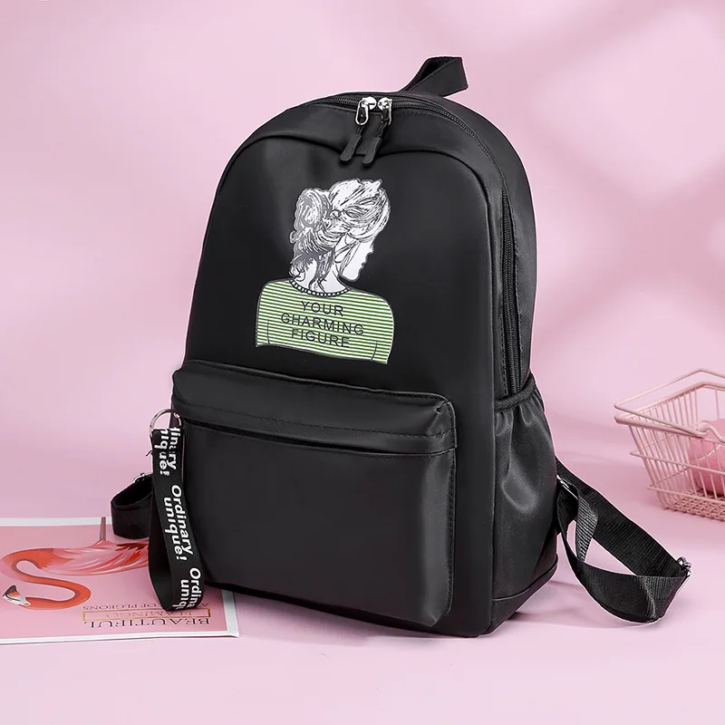

JIULIN Nylon Backpack Mochilas Book School-Bag Multi-Pocket Teenage Female Girls Waterproof