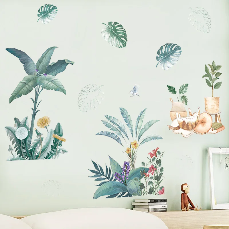 

Nordic Plant Wall Stickers Bedroom Living Room Decoration Sofa TV Backdrop Wall Decals Home Decor Art Wallpaper Mural