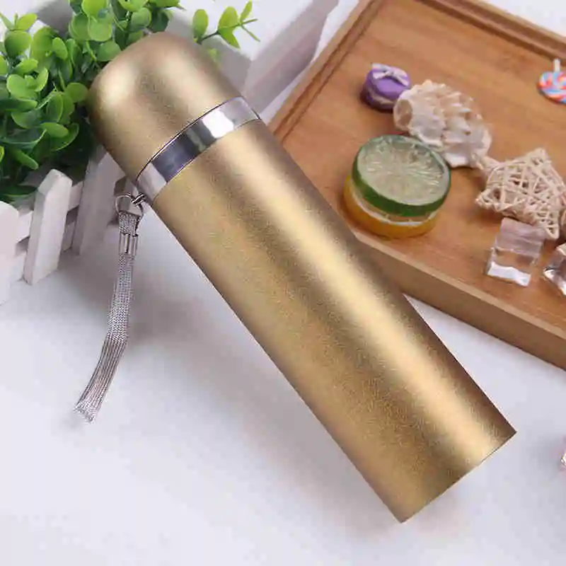 Gold Двухслойная вакуумная цилиндрическая Изолированная чашка портативная уличная дорожная чашка термосы из нержавеющей стали термос чашка кофе кружка для молока - Цвет: Gold