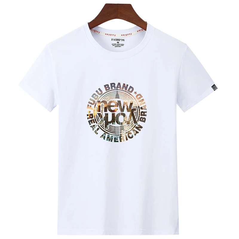 Мужская хлопковая футболка с круглым вырезом коротким рукавом и принтом | одежда