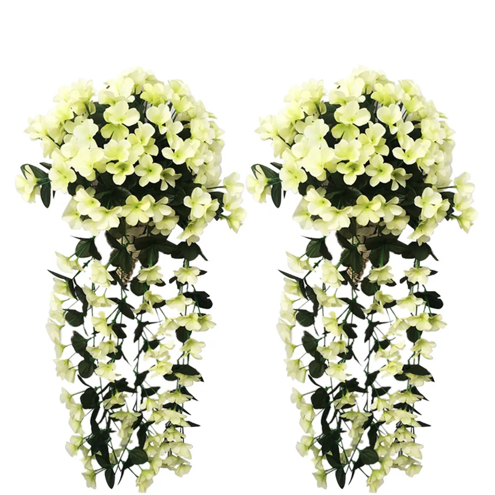 2PCS Green Hoomall, искусственные фиолетовые цветы, Настенная Корзина Глицинии, имитация ротанга, растение для свадьбы, украшения для дома, сада, вечерние, Декор - Цвет: 2PCS Green