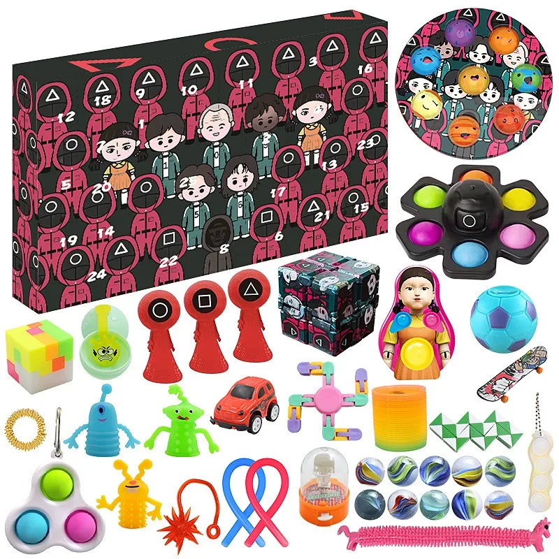 

2021 Advent Calendar Squeeze Toys Kids Gifts 24 Pcs Christmas Little Dolls Push Bubble Antistress Squishy Sensory Fidget Sets
