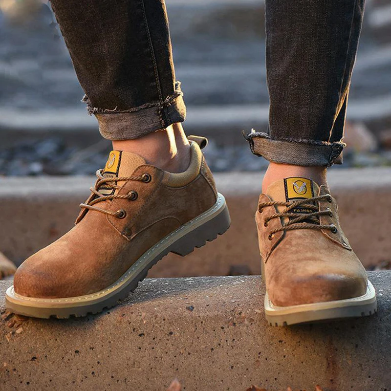 

Защитные туфли и шляпы со стальным носком, мужские рабочие туфли с низкой подошвой из оксфорда, нескользящие дышащие сетчатые туфли, износостойкие туристические туфли DXZ074