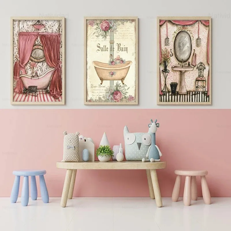 Картина на холсте винтажная в викторианском стиле абстрактные потертые принты