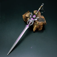 22cm purple sword alloy weapon model keychain pendant role playing office decoration ornament unblade knife metal collection toy