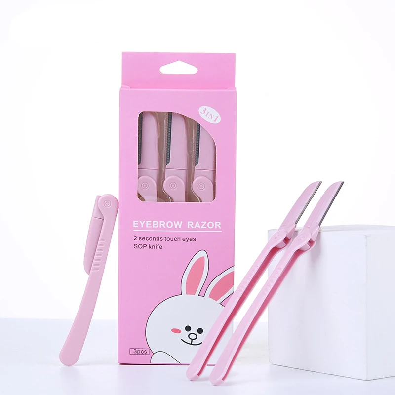 

2021 NEW 3Pcs Eyebrow Epilator Folding Eyebrow Trimmer Safety Scraping Eyebrow Razor Beauty Dermaplaning Tool Eyebrow Scissors