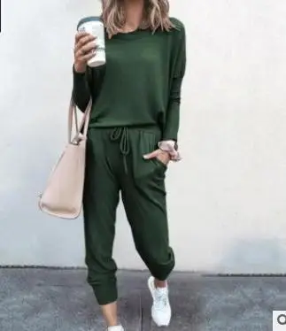 

2021 Spring Women 2 Piece Set Outfit Suit Solid Color Casual Long Sleeve Shirt And Trousers Jogger Tracksuit Female Autumn New