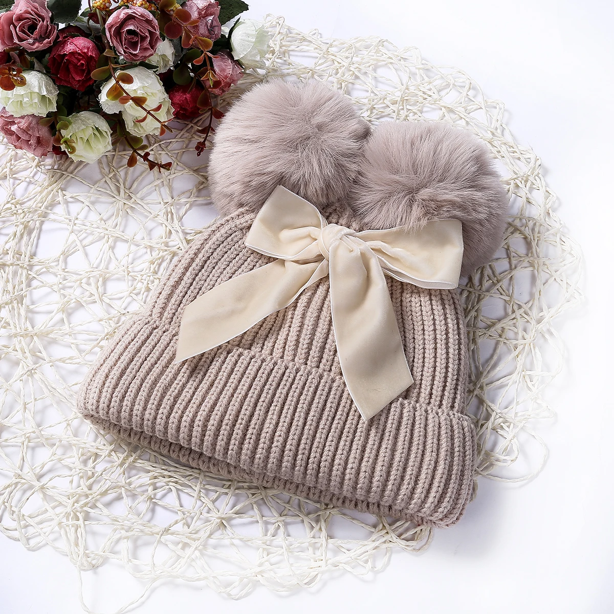 

Children Infant Beanie Cap Bonnet Casquette Kids Baby Stuff Double Pompom Hat Winter Warm Knitted Baby Girl's Hat Khicker Fall