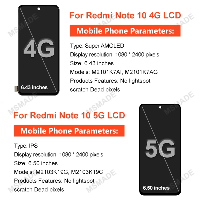 Pantalla LCD Original para Redmi Note 10, 4G, M2101K7AI, 5G, POCO M3 Pro, M2103K19G-1