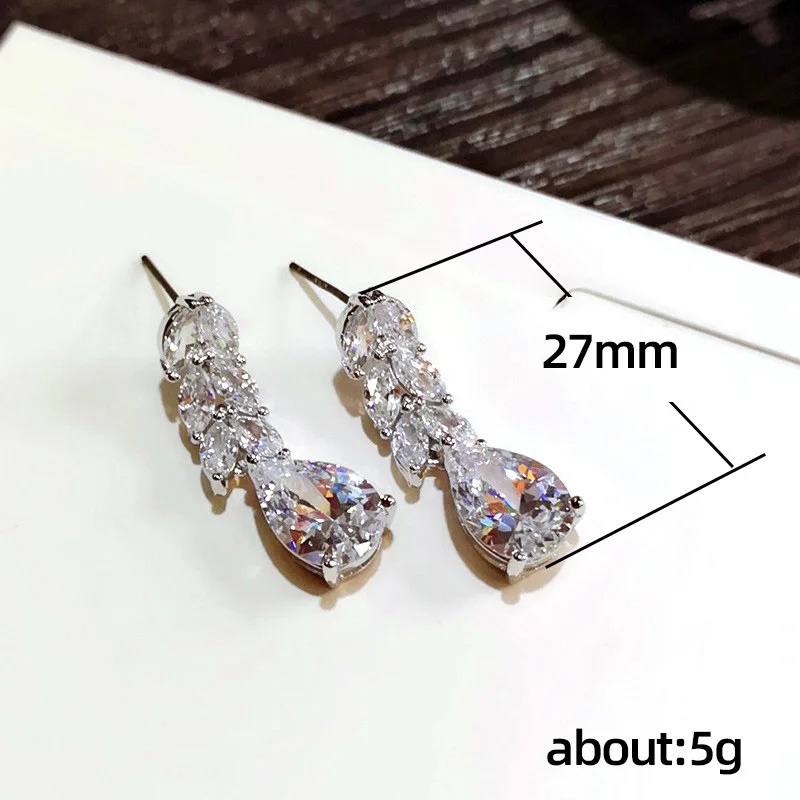 

Women Drop Earring Wedding Band Jewelry Leave&Water Drop Shape Earring AAA Cubic Zirconia New Fashion Bridal Accessories