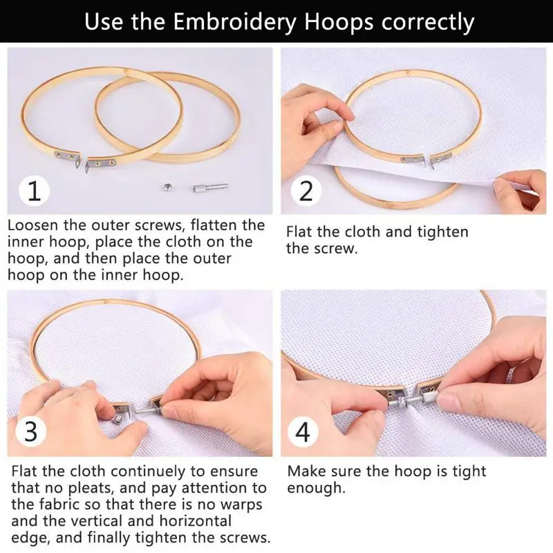 10 Pieces Round Wooden Embroidery Hoops Frame Set 5 4 inch and 6 Adjustable Bamboo Circle Cross Stitch Hoo | Дом и сад