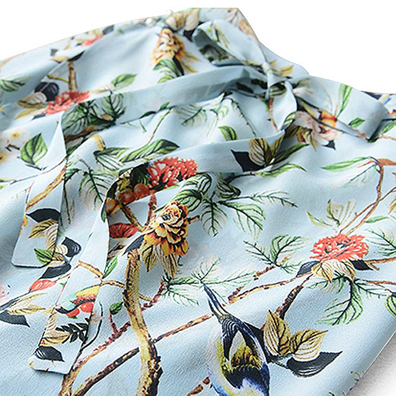 100% Silk Skirt Women Casual Style 2 Colors Asymmetrical Slits Printed Sashes Beach Skirts High Quality Fabric New Fashion
