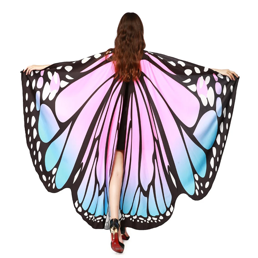 

Cosplay Costumes Colorful Butterfly Wings Girls Nymph Pixie Poncho Scarf Ladies Halloween Fairy Costumes Accessory Shawl
