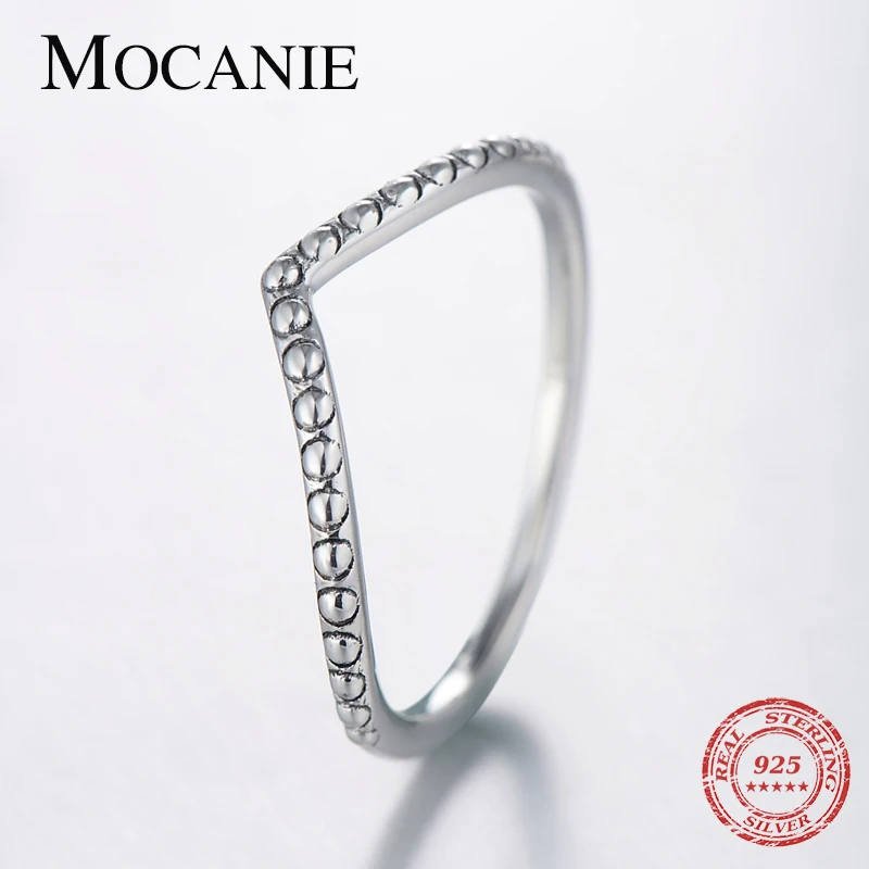 

Mocanie Authentic 925 Sterling Silver Fashion Minimalist Water Drop Shape Ring for Women Stackable Finger Ring Fine Jewelry Gift