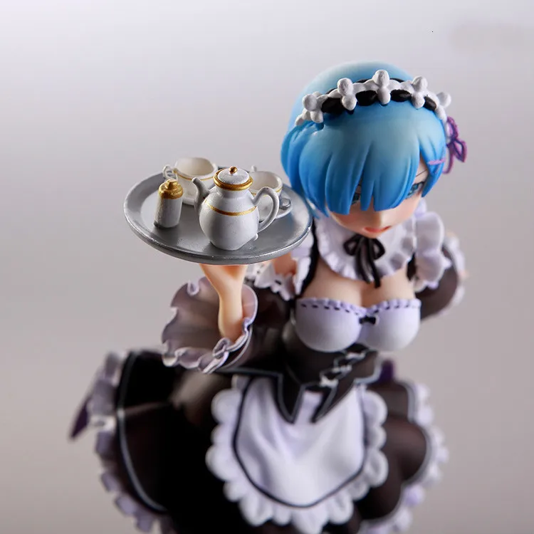 Фигурки аниме Re:Life A Different World From Zero Rem Ram Mop Tray Maid 24 см|Игровые фигурки и