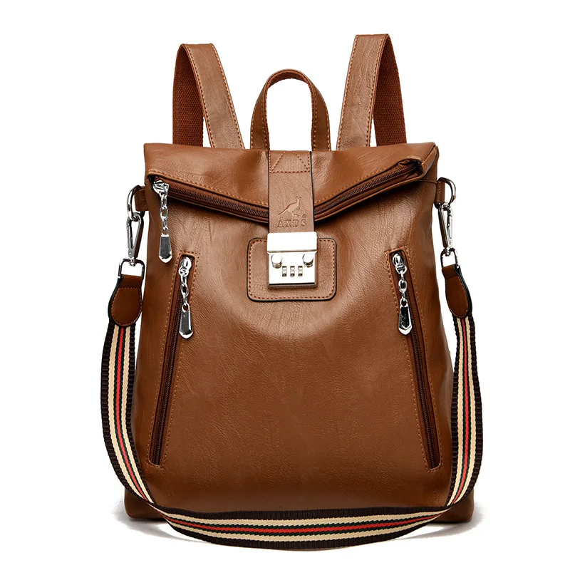 

2021 New Women Backpack Multifunction Bags Anti theft lock High Quality Leather Women Crossbody Bag School Bags Travel Backpacks