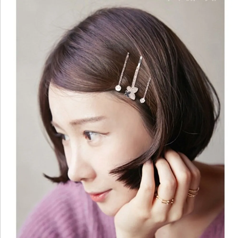 3 шт./компл. заколки для волос в Корейском стиле девушек Стразы с кристаллами