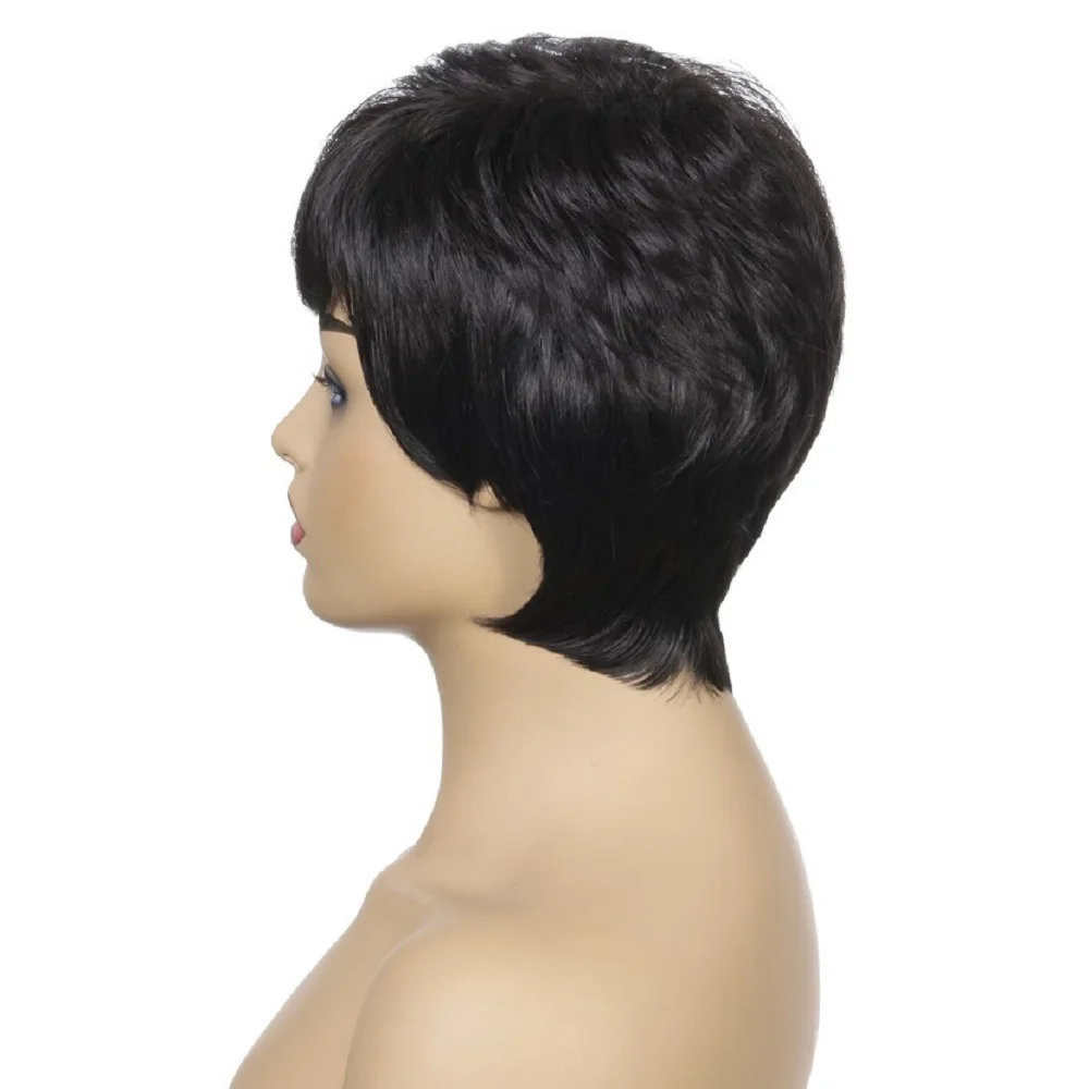 Натуральный прямой парик с челкой 10 ''синтетический для белых/черных женщин