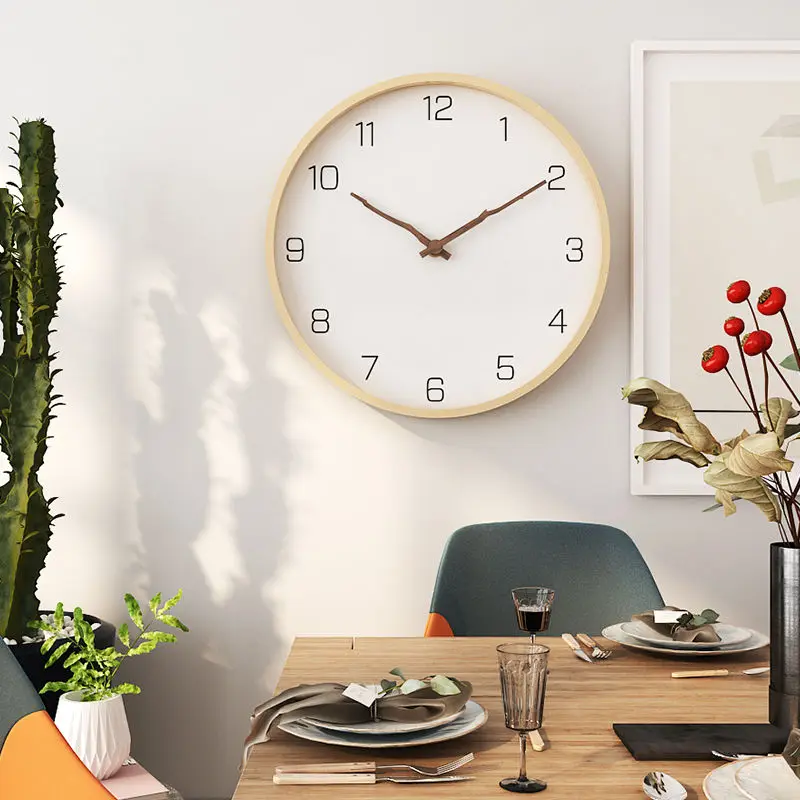 

Nordic Wall Clock Modern Minimalist Solid Wood Wall Clock Creative Personality Living Room Wall Watch Home Bedroom Silent Clock