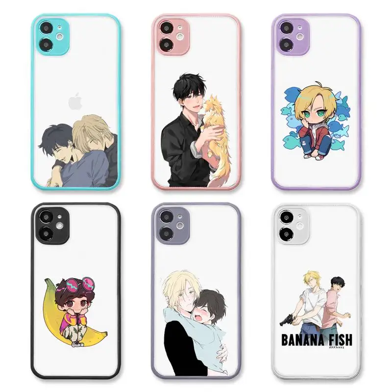 

Banana Fish Phone Case purple matte transparent For iPhone 7 8 x xs xr 11 12 pro plus max mini Clear Funda