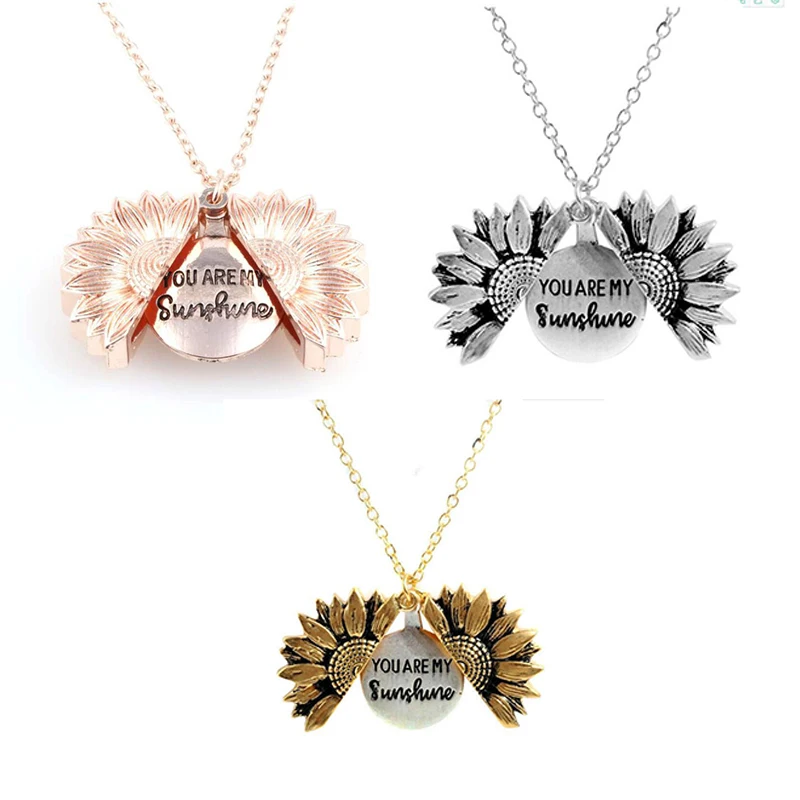 2019 модное креативное ожерелье в форме подсолнуха с открытым медальоном и