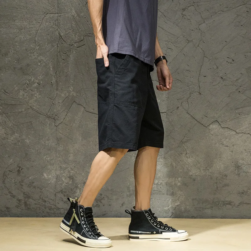 

Safari Style Green Summer Knee Length Mens Shorts Straight Cotton Leisure Blue Pants Mens Trousers 2021 Mens Clothes OMP204001