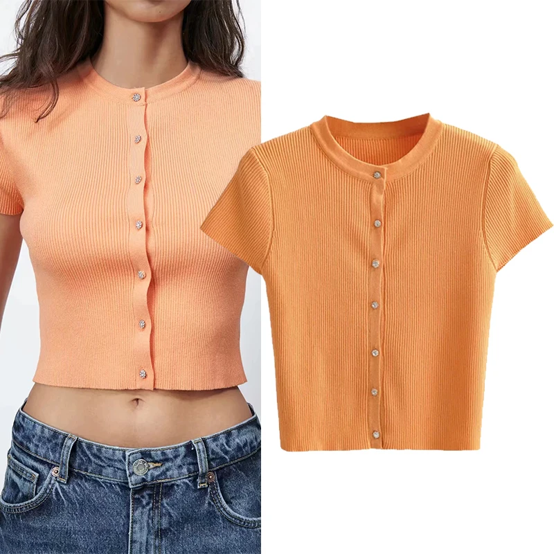 

WESAY JESI New Fashion Summer Cardigan For Women Short Tops Slim Fit Women's Sweater Solid Color Single-Breasted Female Clothing