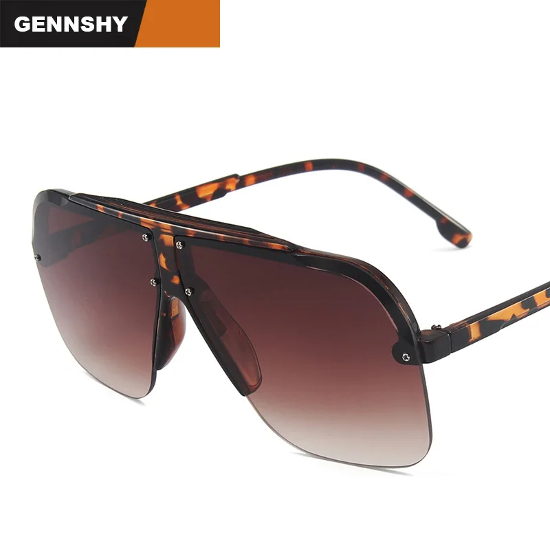 2021 New Retro Big Frame Sunglasses Men Fashion Pilot Half Europe And America Cool Plastic Black Driving UV400 | Аксессуары для