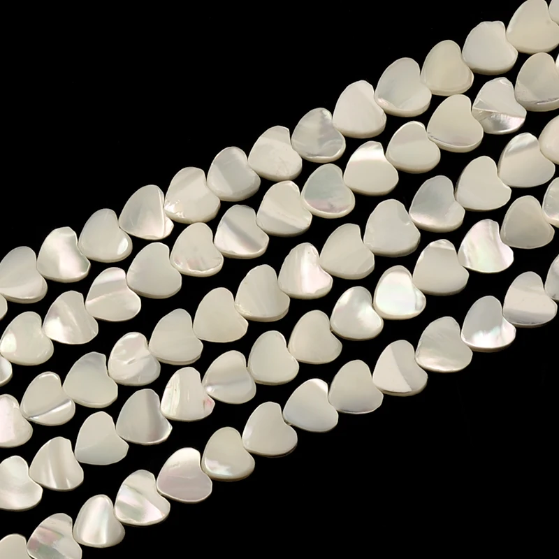 

6mm Heart Shape Natural Mother Of Pearl Shell Beads,Flat Round Loose Spacer Beads,Straight Hole Stone Beads,15.5"/String